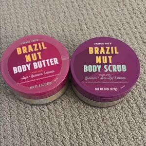 Trader Joe’s Brazil Nut Body Butter and Body Scrub.  New and sealed.